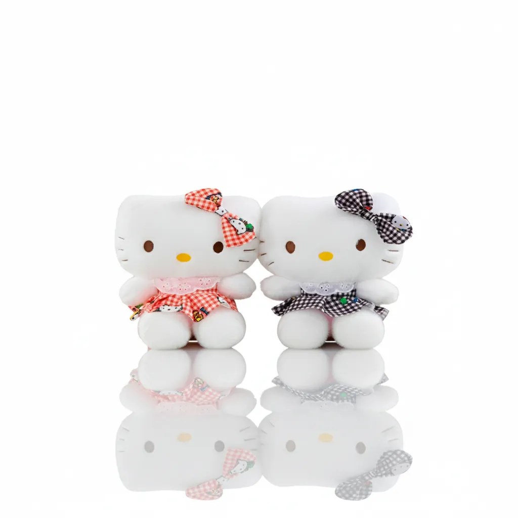 [0-106] PELUCHE HELLO KITTY A CUADROS 8 PULGADAS
