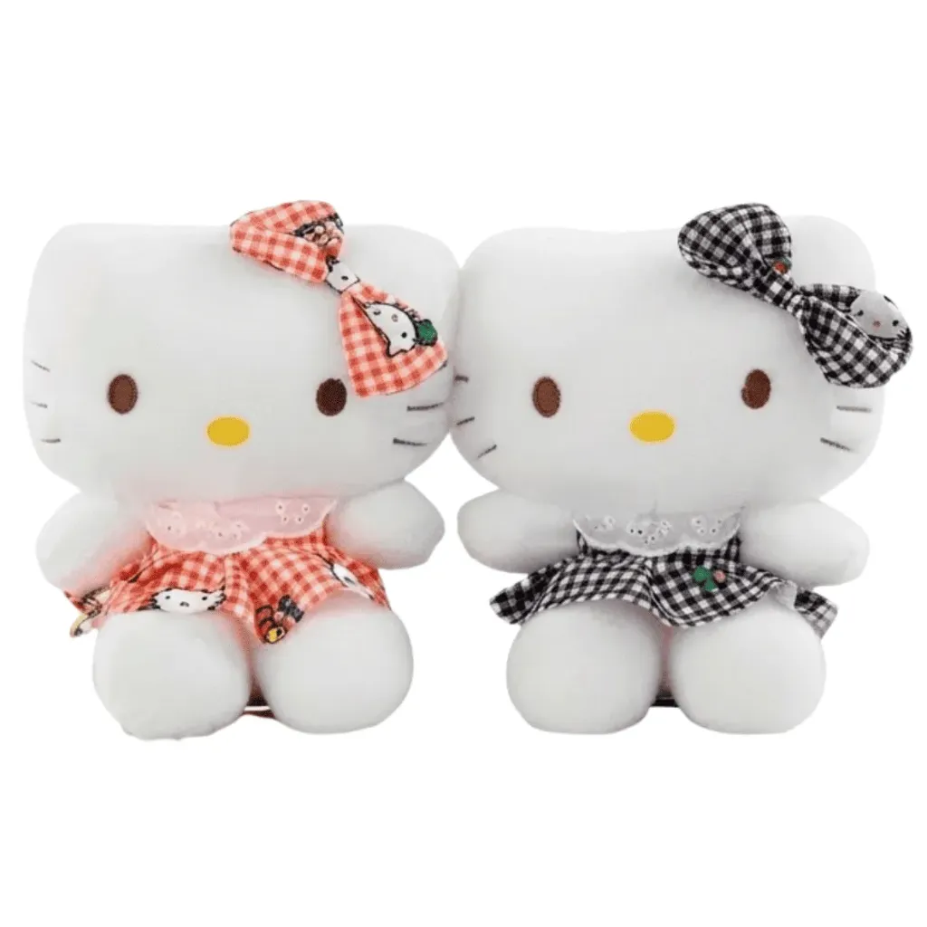 [0-106] VN PELUCHE HELLO KITTY A CUADROS 8 PULGADAS
