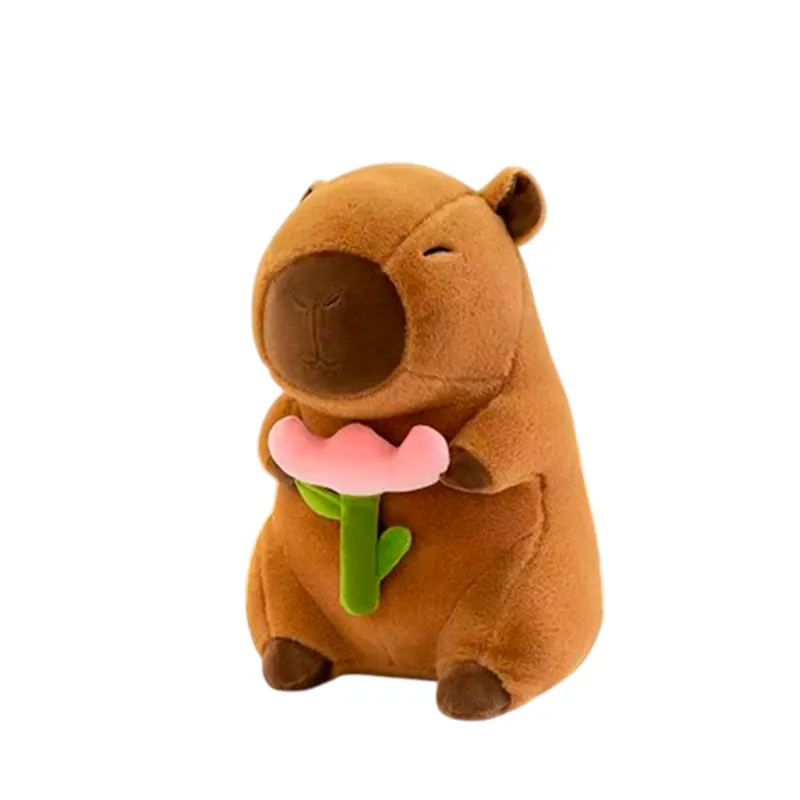 [0961-33] VN PELUCHE CAPIBARA CON FLOR TULIPAN 40CM