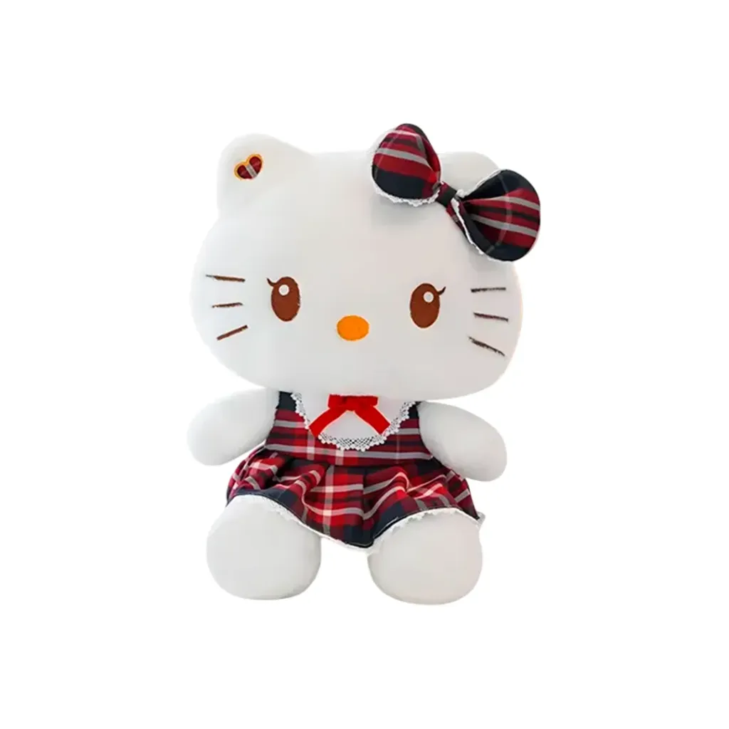 [P0934-11] PELUCHE DE HELLO KITTY CON CUADROS 45CM